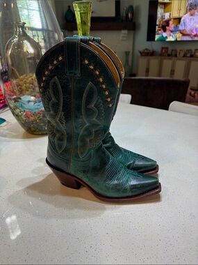 Justin Boots Teal Western Heel Boots